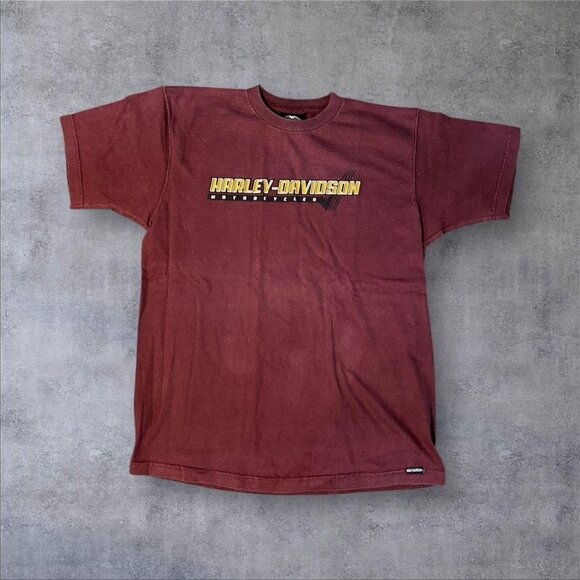 Harley Davidson Burgundy Biker Tee – Made in USA – Large - Picture 1 of 4
